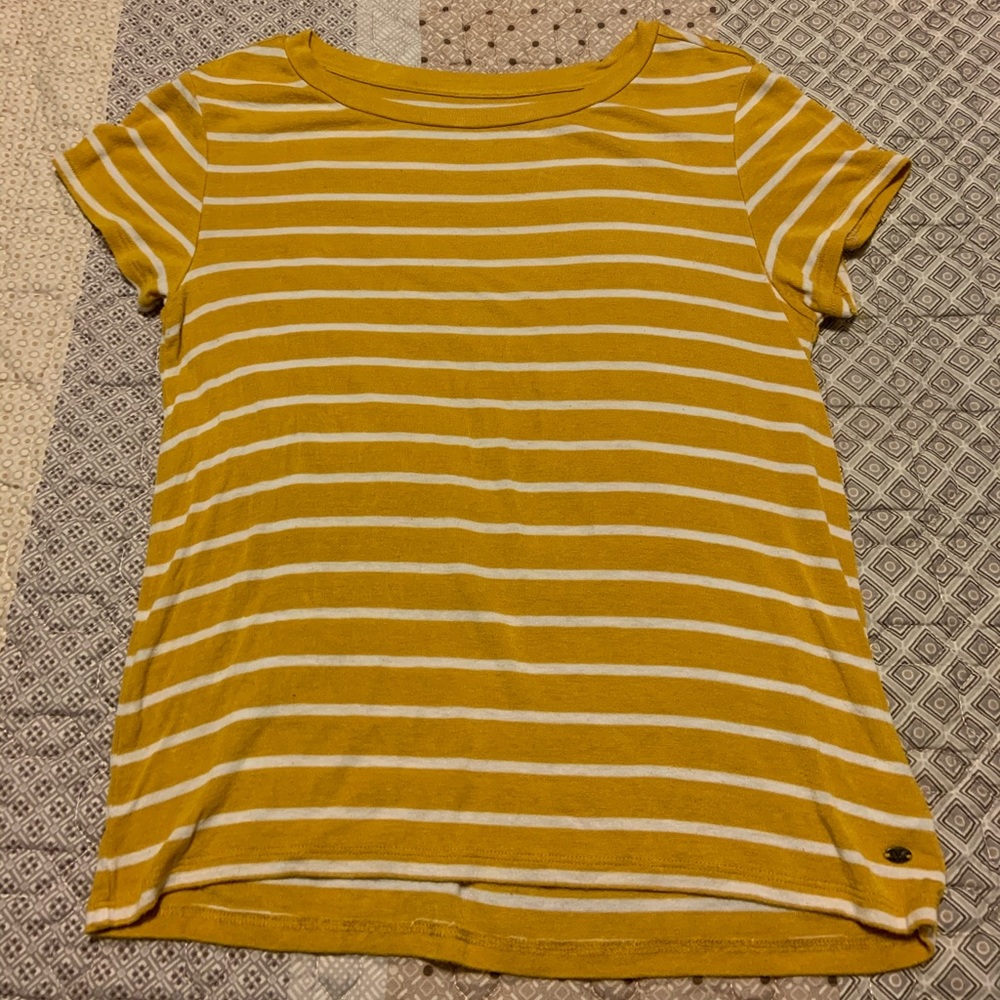 American Eagle Striped Yellow Soft and Sexy Tee